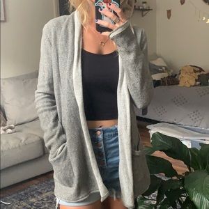 grey cardigan
